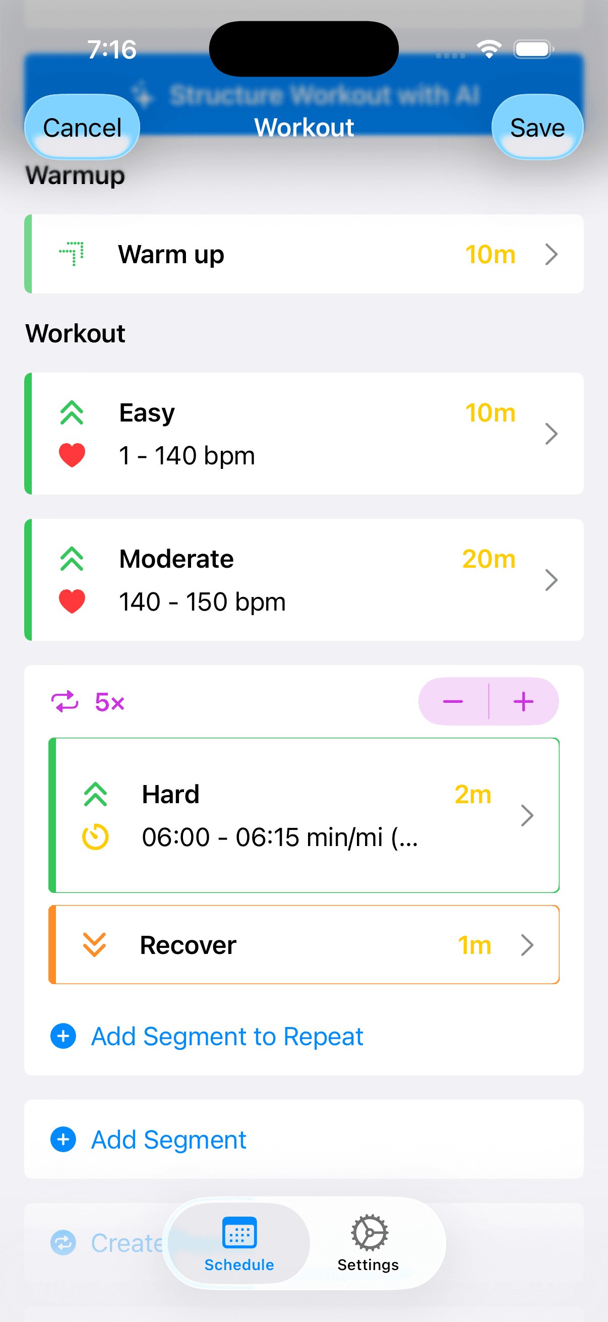 Custom workout builder